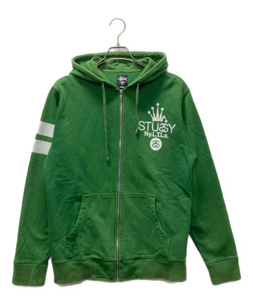 stussy（ステューシー）stussy (ステューシー) ジップパーカー グリーン サイズ:Lの古着・服飾アイテム