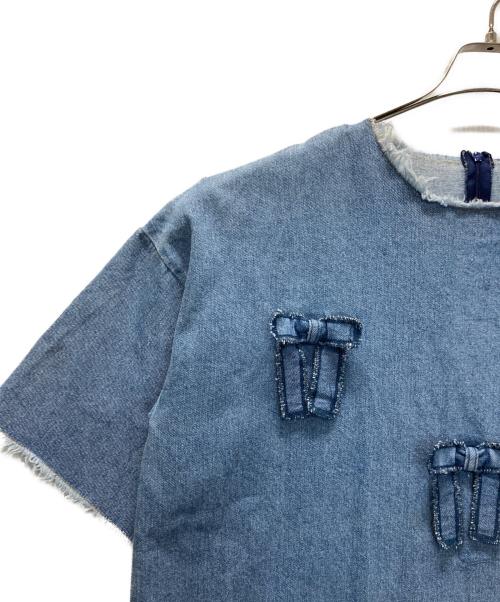 POPPY（ポピー）POPPY (ポピー) MANY RIBBON DENIM TOPS インディゴ サイズ:Freeの古着・服飾アイテム