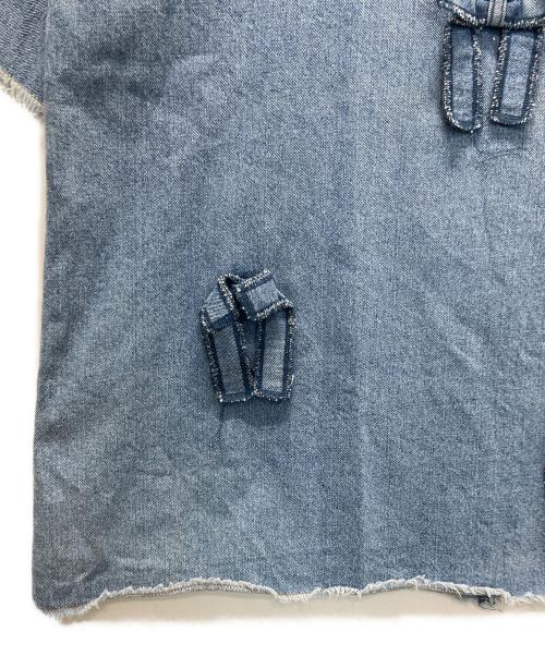 POPPY（ポピー）POPPY (ポピー) MANY RIBBON DENIM TOPS インディゴ サイズ:Freeの古着・服飾アイテム
