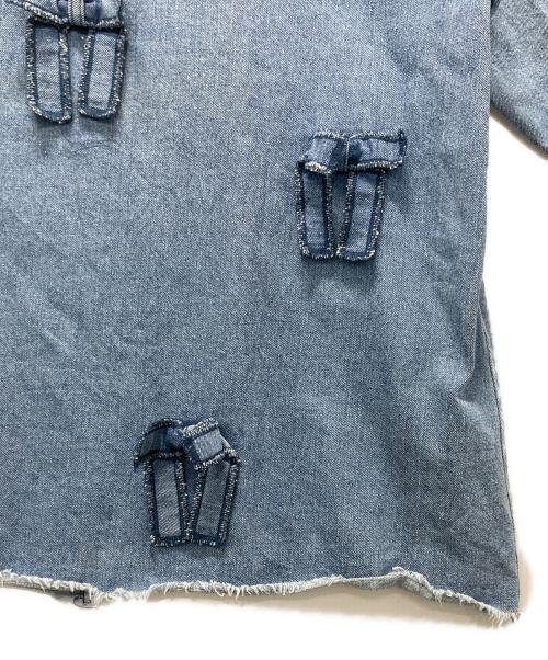 POPPY（ポピー）POPPY (ポピー) MANY RIBBON DENIM TOPS インディゴ サイズ:Freeの古着・服飾アイテム