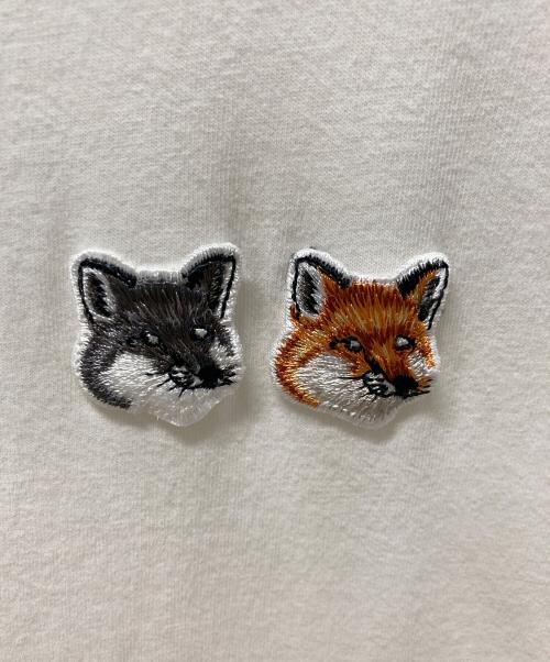 maison kitsune（メゾンキツネ）MAISON KITSUNE (メゾンキツネ) DOUBLE FOX HEAD PATCH Tシャツ ホワイト サイズ:Sの古着・服飾アイテム