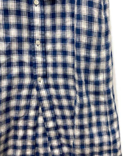 POLO RALPH LAUREN（ポロ・ラルフローレン）POLO RALPH LAUREN (ポロ・ラルフローレン) リネン チェックシャツワンピース ホワイト×ブルー サイズ:4の古着・服飾アイテム