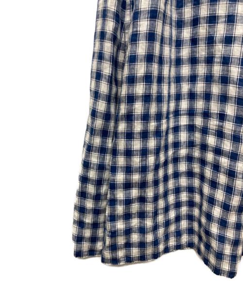 POLO RALPH LAUREN（ポロ・ラルフローレン）POLO RALPH LAUREN (ポロ・ラルフローレン) リネン チェックシャツワンピース ホワイト×ブルー サイズ:4の古着・服飾アイテム