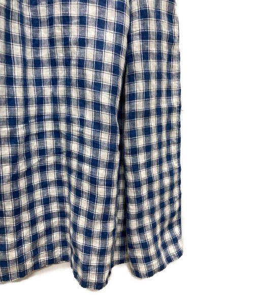 POLO RALPH LAUREN（ポロ・ラルフローレン）POLO RALPH LAUREN (ポロ・ラルフローレン) リネン チェックシャツワンピース ホワイト×ブルー サイズ:4の古着・服飾アイテム