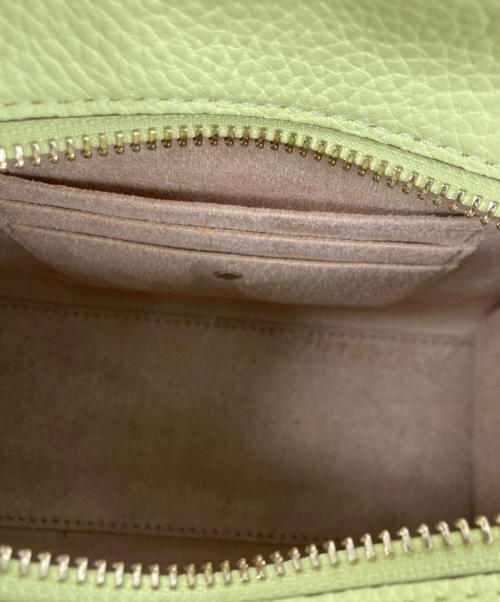 Kate Spade（ケイトスペード）Kate Spade (ケイトスペード) Spencer Snake-Embossed Mini Satchel/スペンサー スネークエンボス ミニサッチェル 黄緑×ブラウンの古着・服飾アイテム