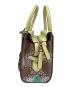 中古・古着 Kate Spade (ケイトスペード) Spencer Snake-Embossed Mini Satchel/スペンサー スネークエンボス ミニサッチェル 黄緑×ブラウン：10000円