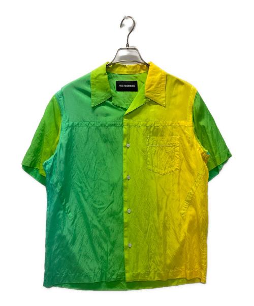 YUKI HASHIMOTO（ユウキハシモト）YUKI HASHIMOTO (ユウキハシモト) HOWDAY (ハウデイ) 別注 EXCLUSIVE SHORTSLEEVE SHIRTSオープンカラーシャツ グリーン×イエロー サイズ:46の古着・服飾アイテム