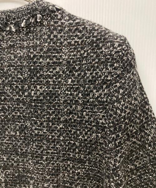23区（ニジュウサンク）23区 (ニジュウサンク) ファンシーツイード ニットジャケット ブラック×グレー サイズ:44の古着・服飾アイテム
