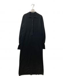 Adam et Rope（アダム エ ロペ）の古着「【洗える】ボタンニットポロワンピース」｜ブラック