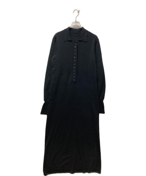 Adam et Rope（アダム エ ロペ）Adam et Rope (アダム エ ロペ) 【洗える】ボタンニットポロワンピース ブラック サイズ:38の古着・服飾アイテム