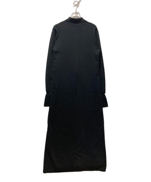 Adam et Rope（アダム エ ロペ）Adam et Rope (アダム エ ロペ) 【洗える】ボタンニットポロワンピース ブラック サイズ:38の古着・服飾アイテム
