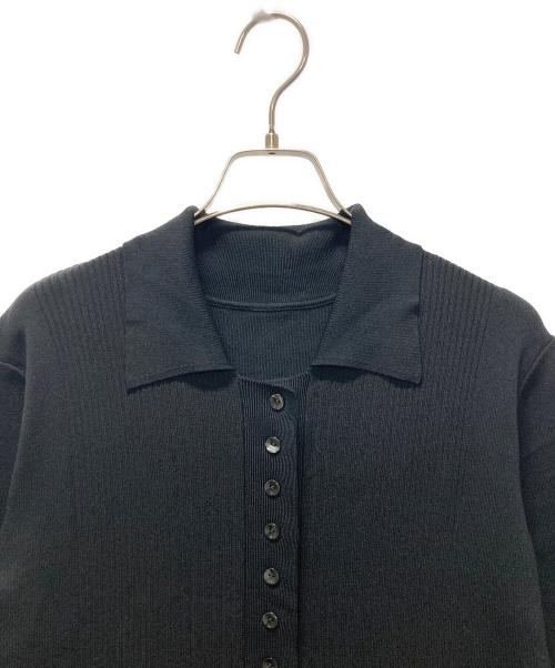 Adam et Rope（アダム エ ロペ）Adam et Rope (アダム エ ロペ) 【洗える】ボタンニットポロワンピース ブラック サイズ:38の古着・服飾アイテム