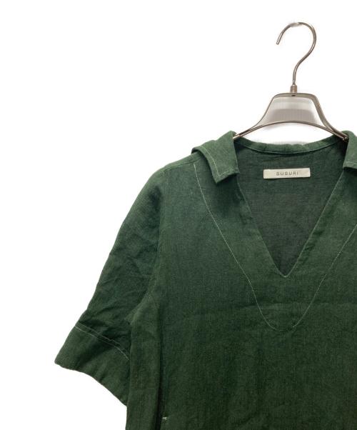 susuri（ススリ）susuri (ススリ) クルーズドレス/リネンロングワンピース グリーン サイズ:１の古着・服飾アイテム