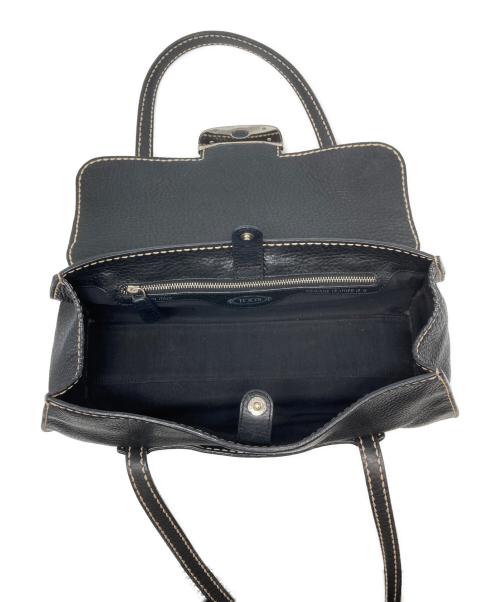 TOD'S（トッズ）TOD'S (トッズ) ステッチハンドバッグ ブラックの古着・服飾アイテム