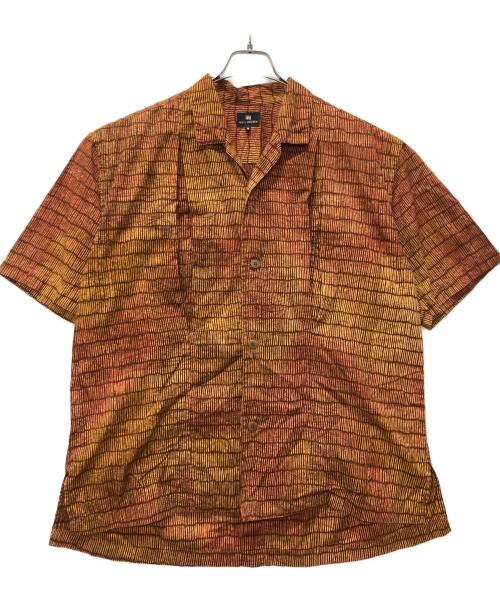 ISSEY MIYAKE（イッセイミヤケ）ISSEY MIYAKE (イッセイミヤケ) 総柄オープンカラーシャツ オレンジ×ブラウン サイズ:Mの古着・服飾アイテム