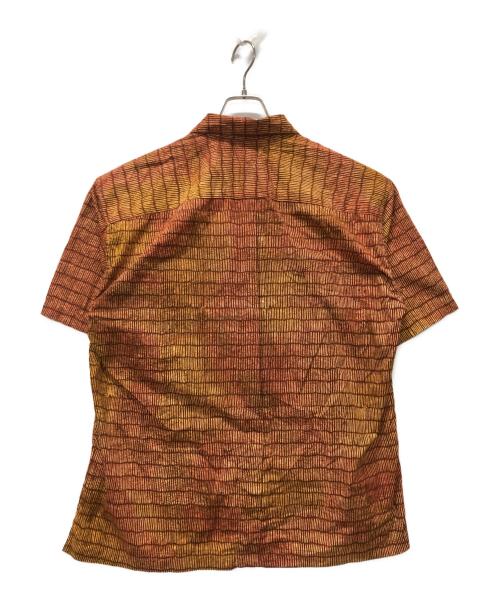 ISSEY MIYAKE（イッセイミヤケ）ISSEY MIYAKE (イッセイミヤケ) 総柄オープンカラーシャツ オレンジ×ブラウン サイズ:Mの古着・服飾アイテム