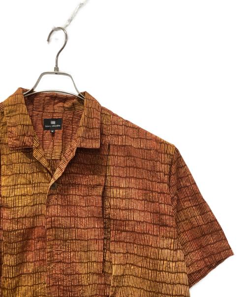 ISSEY MIYAKE（イッセイミヤケ）ISSEY MIYAKE (イッセイミヤケ) 総柄オープンカラーシャツ オレンジ×ブラウン サイズ:Mの古着・服飾アイテム