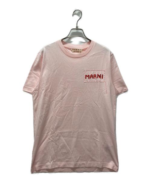 MARNI（マルニ）MARNI (マルニ) パッチワーク ロゴTシャツ ピンク サイズ:46の古着・服飾アイテム