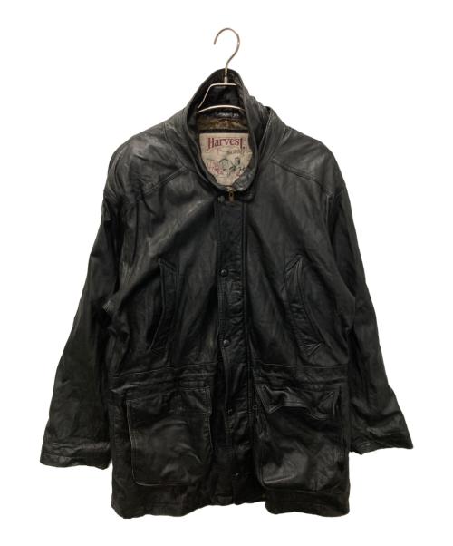 HARVEST（ハーヴェスト）HARVEST (ハーヴェスト) 90'sレザーコート ブラック サイズ:Lの古着・服飾アイテム