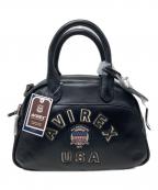 AVIREXアヴィレックス）の古着「VARSITY LEATHER MINI-BOSTON BAG」｜ブラック
