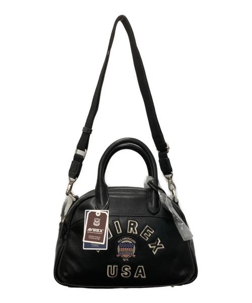 AVIREX（アヴィレックス）AVIREX (アヴィレックス) VARSITY LEATHER MINI-BOSTON BAG ブラック 未使用品の古着・服飾アイテム