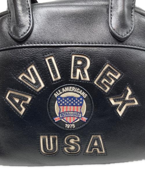 AVIREX（アヴィレックス）AVIREX (アヴィレックス) VARSITY LEATHER MINI-BOSTON BAG ブラック 未使用品の古着・服飾アイテム