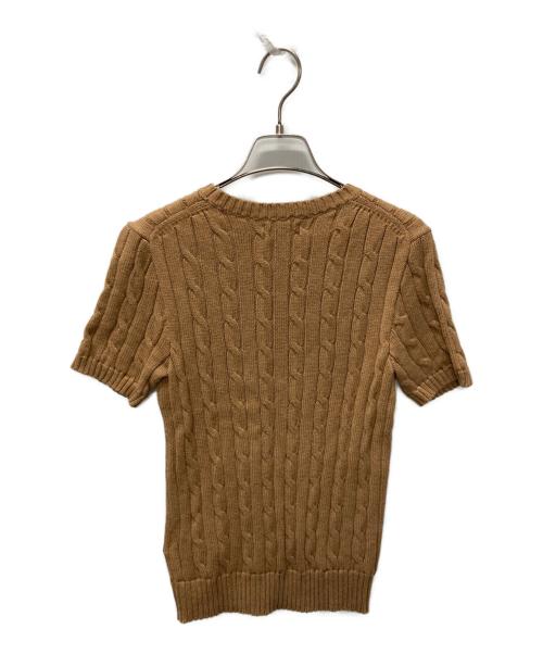 POLO RALPH LAUREN（ポロ・ラルフローレン）POLO RALPH LAUREN (ポロ・ラルフローレン) ポニー刺繍半袖ケーブルニット ブラウン サイズ:XSの古着・服飾アイテム