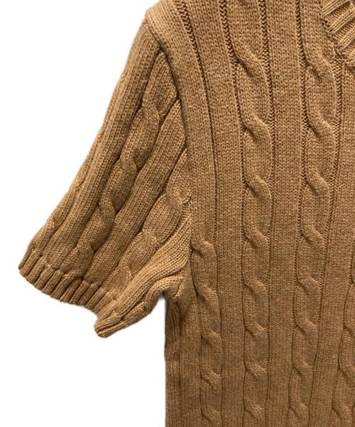 POLO RALPH LAUREN（ポロ・ラルフローレン）POLO RALPH LAUREN (ポロ・ラルフローレン) ポニー刺繍半袖ケーブルニット ブラウン サイズ:XSの古着・服飾アイテム