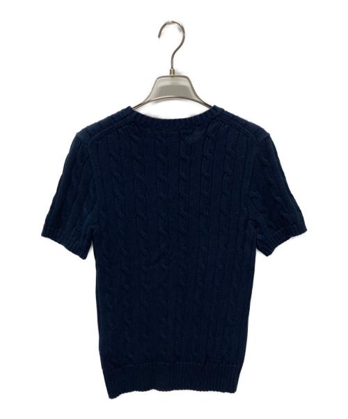 POLO RALPH LAUREN（ポロ・ラルフローレン）POLO RALPH LAUREN (ポロ・ラルフローレン) ポニー刺繍半袖ケーブルニット ネイビー サイズ:XSの古着・服飾アイテム