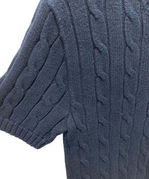POLO RALPH LAUREN（ポロ・ラルフローレン）POLO RALPH LAUREN (ポロ・ラルフローレン) ポニー刺繍半袖ケーブルニット ネイビー サイズ:XSの古着・服飾アイテム