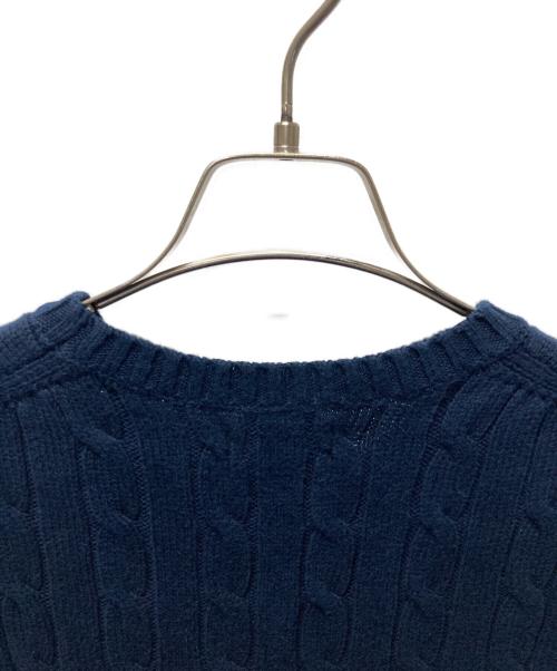 POLO RALPH LAUREN（ポロ・ラルフローレン）POLO RALPH LAUREN (ポロ・ラルフローレン) ポニー刺繍半袖ケーブルニット ネイビー サイズ:XSの古着・服飾アイテム