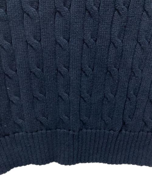 POLO RALPH LAUREN（ポロ・ラルフローレン）POLO RALPH LAUREN (ポロ・ラルフローレン) ポニー刺繍半袖ケーブルニット ネイビー サイズ:XSの古着・服飾アイテム