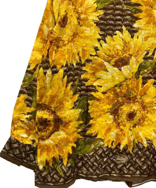 GUCCI（グッチ）GUCCI (グッチ) 90'sヒマワリ柄リネンシャツ イエロー×ブラウン サイズ:42の古着・服飾アイテム
