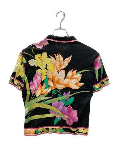 LEONARD FASHION（レオナールファッション）LEONARD FASHION (レオナールファッション) 花柄ポロシャツ ブラック サイズ:Mの古着・服飾アイテム
