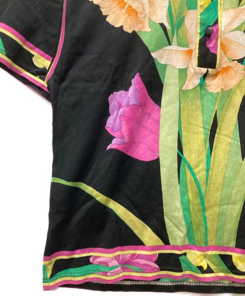 LEONARD FASHION（レオナールファッション）LEONARD FASHION (レオナールファッション) 花柄ポロシャツ ブラック サイズ:Mの古着・服飾アイテム