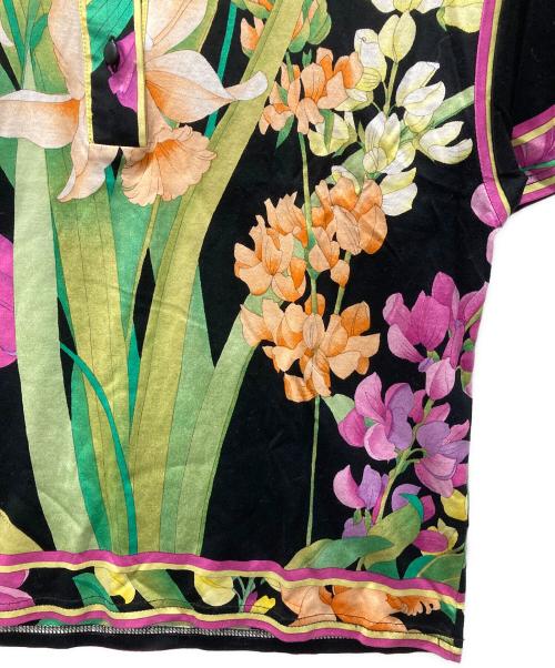 LEONARD FASHION（レオナールファッション）LEONARD FASHION (レオナールファッション) 花柄ポロシャツ ブラック サイズ:Mの古着・服飾アイテム