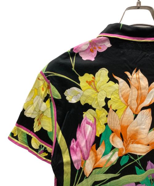 LEONARD FASHION（レオナールファッション）LEONARD FASHION (レオナールファッション) 花柄ポロシャツ ブラック サイズ:Mの古着・服飾アイテム