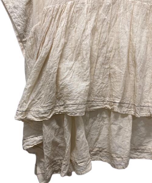 tumugu（ツムグ）tumugu (ツムグ) ステッチワークカディコットン ポンチョブラウス ベージュ サイズ:３８の古着・服飾アイテム
