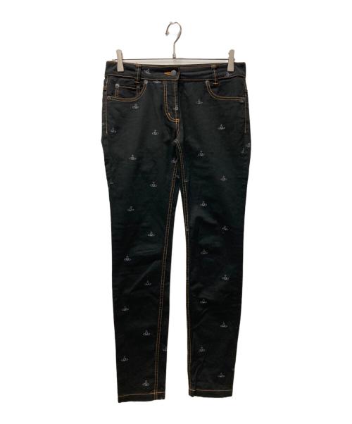 Vivienne Westwood RED LABEL（ヴィヴィアンウエストウッドレッドレーベル）Vivienne Westwood RED LABEL (ヴィヴィアンウエストウッドレッドレーベル) オーブ刺繍スキニーデニムパンツ ブラック サイズ:3の古着・服飾アイテム