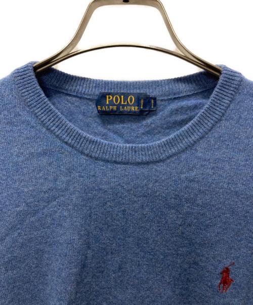 POLO RALPH LAUREN（ポロ・ラルフローレン）POLO RALPH LAUREN (ポロ・ラルフローレン) クルーネックニット ブルー サイズ:Lの古着・服飾アイテム