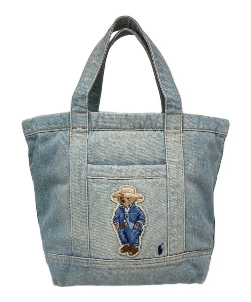 POLO RALPH LAUREN（ポロ・ラルフローレン）POLO RALPH LAUREN (ポロ・ラルフローレン) ポロベア デニムスモールトートバッグ インディゴの古着・服飾アイテム