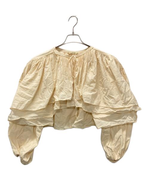 Curensology（カレンソロジー）Curensology (カレンソロジー) ギャザーブラウス ベージュ サイズ:Fの古着・服飾アイテム
