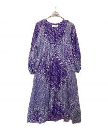 sara mallika（サラマリカ）の古着「Cotton Lurex Scarf Print Dress」｜パープル