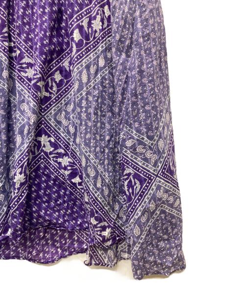 sara mallika（サラマリカ）sara mallika (サラマリカ) Cotton Lurex Scarf Print Dress パープル サイズ:Lの古着・服飾アイテム