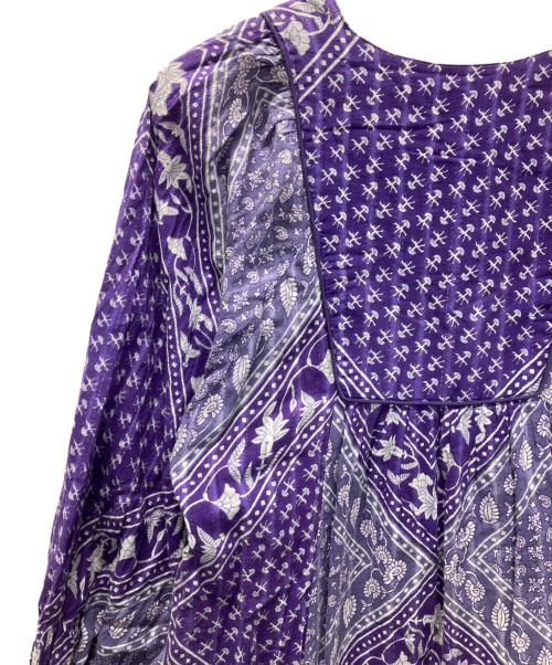 sara mallika（サラマリカ）sara mallika (サラマリカ) Cotton Lurex Scarf Print Dress パープル サイズ:Lの古着・服飾アイテム