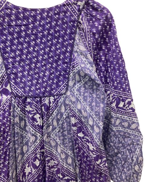 sara mallika（サラマリカ）sara mallika (サラマリカ) Cotton Lurex Scarf Print Dress パープル サイズ:Lの古着・服飾アイテム