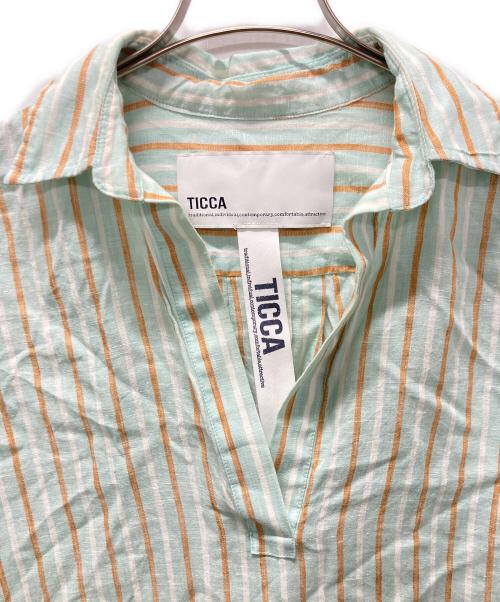 ticca（ティッカ）TICCA (ティッカ) リネン スキッパー ロング シャツ ワンピース グリーン サイズ:Fの古着・服飾アイテム