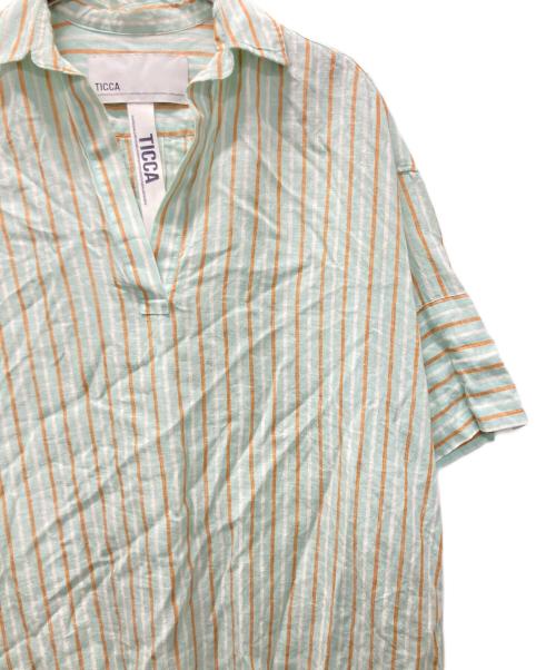 ticca（ティッカ）TICCA (ティッカ) リネン スキッパー ロング シャツ ワンピース グリーン サイズ:Fの古着・服飾アイテム
