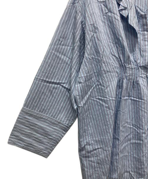Curensology（カレンソロジー）Curensology (カレンソロジー) ストライプラッフルブラウス スカイブルー サイズ:FREEの古着・服飾アイテム