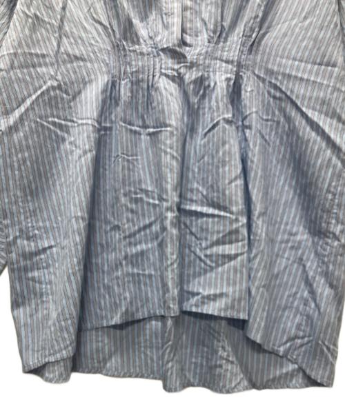 Curensology（カレンソロジー）Curensology (カレンソロジー) ストライプラッフルブラウス スカイブルー サイズ:FREEの古着・服飾アイテム